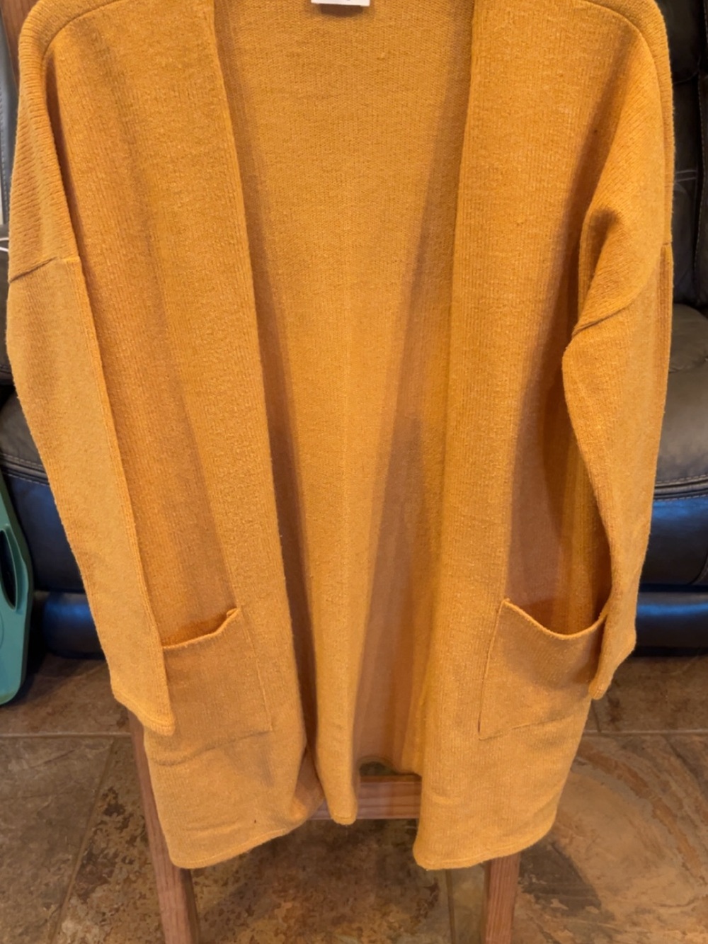 Mustard Open-Front Women's Cardigan Sweater